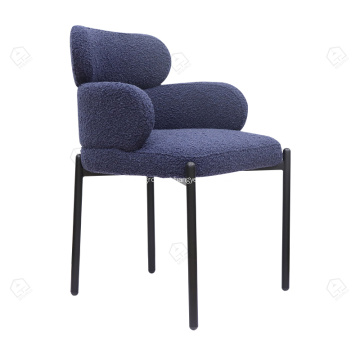 Cadeira de jantar de tecido de veludo de metal azul mtt